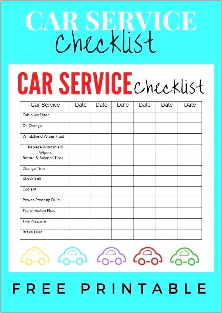 Vehicle Service Checklist Form