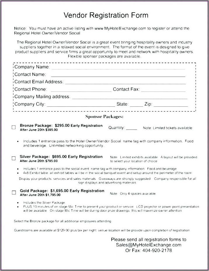 Vendor Registration Form Template Word