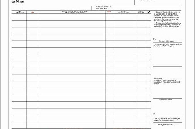 Vics Bill Of Lading Template