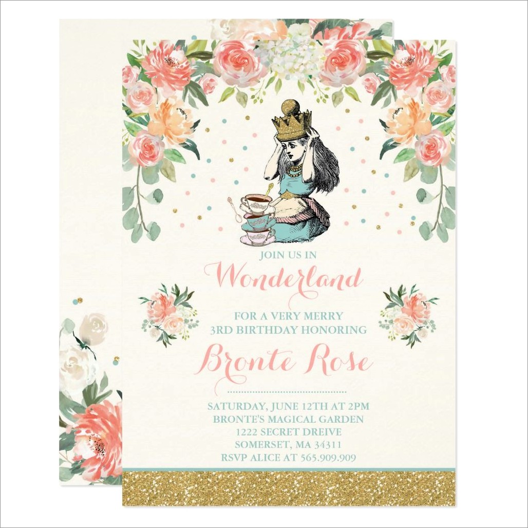 Vintage Alice In Wonderland Birthday Invitations