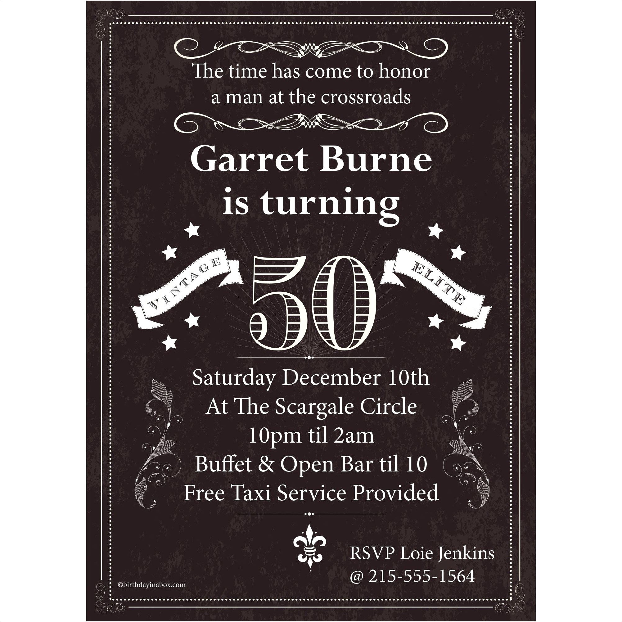 Vintage Dude 50 Invitations