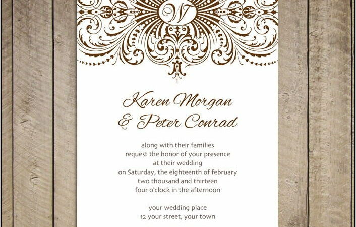 Vintage Wedding Invitation Templates Free Printable