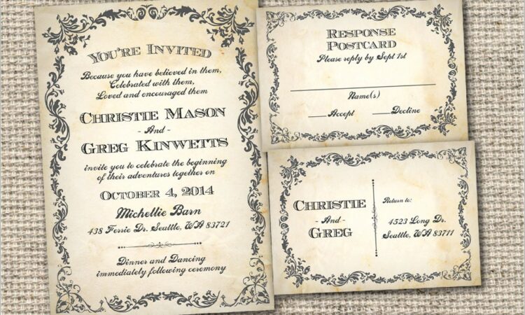 Vintage Wedding Invitations Templates