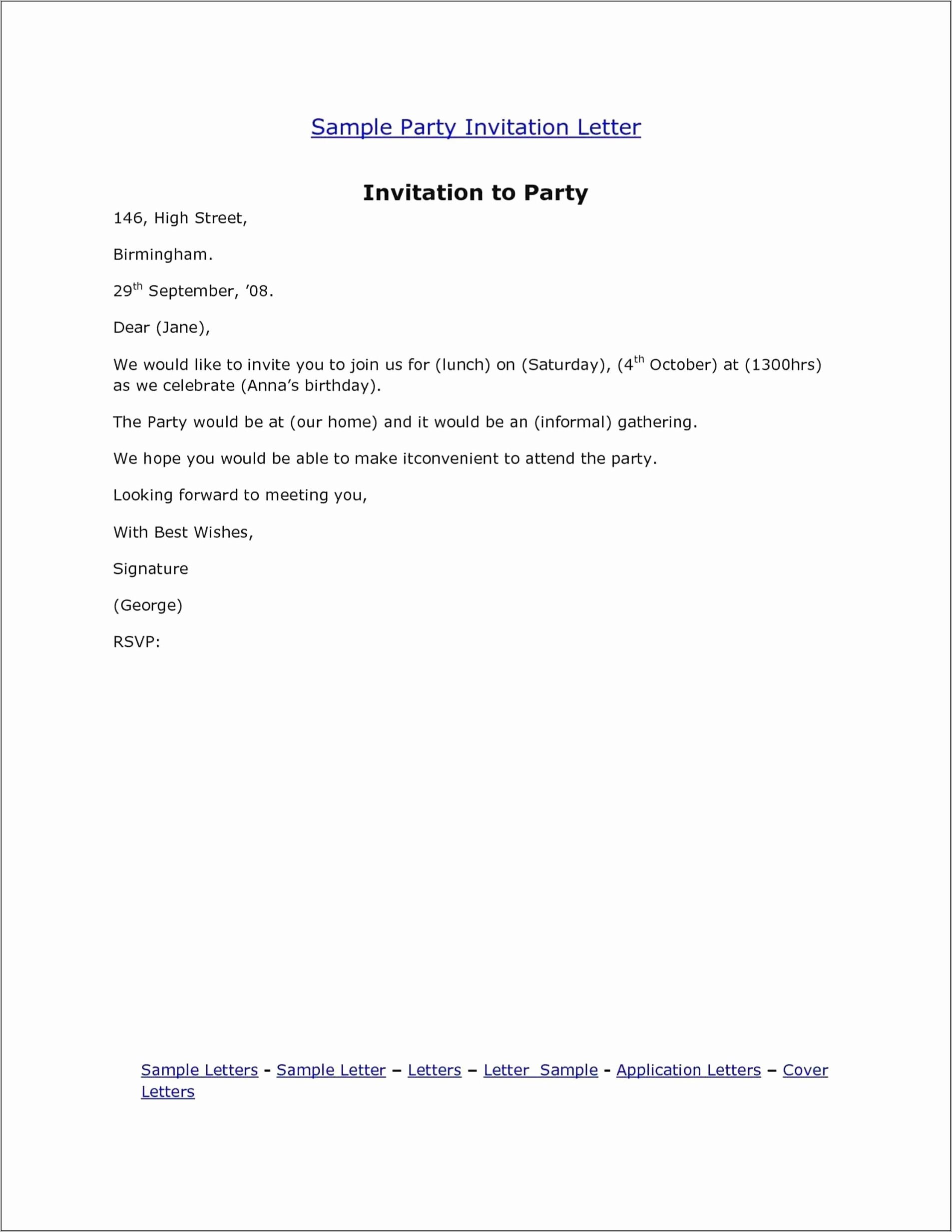 Vip Invitation Letter Template