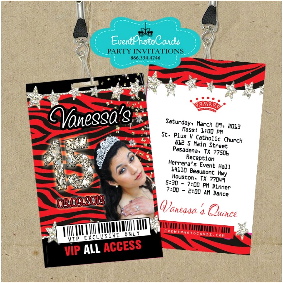Vip Pass Invitations For Sweet 16