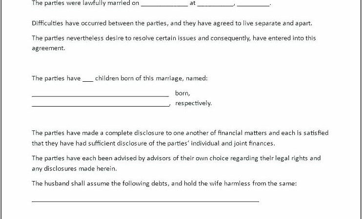 Virginia Marriage Separation Agreement Template