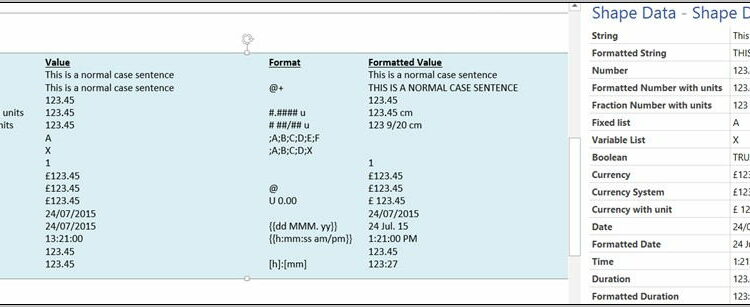 Visio 2010 Shape Data Variable List