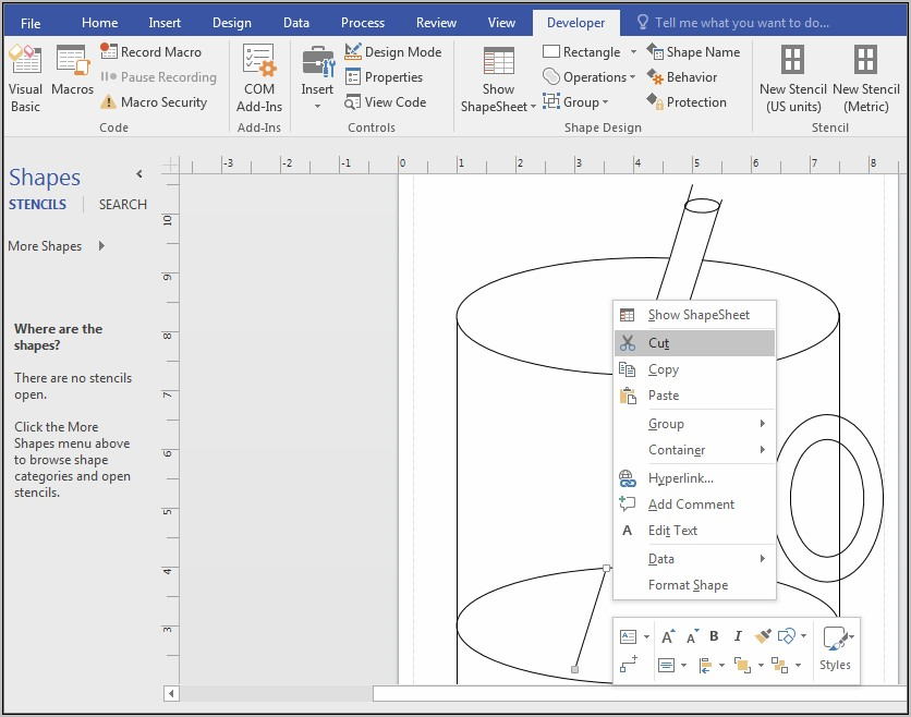 Visio 2013 Shapes Window Disappeared