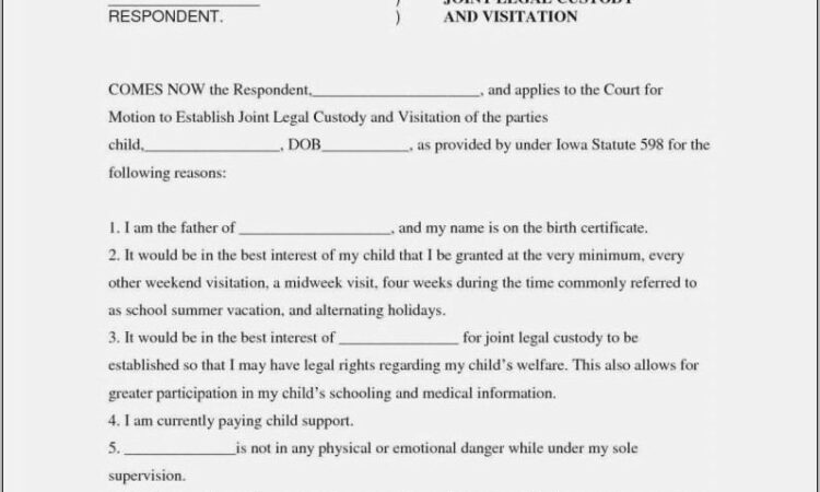 Voluntary Child Custody Agreement Form Texas