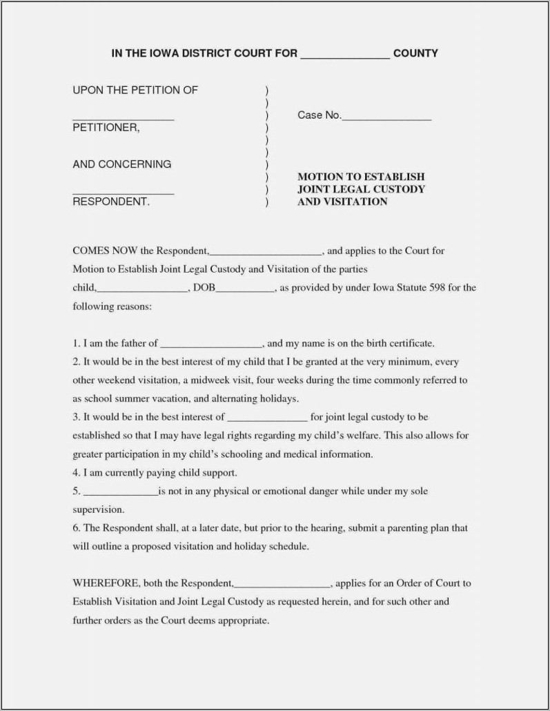 Voluntary Child Custody Agreement Form Texas