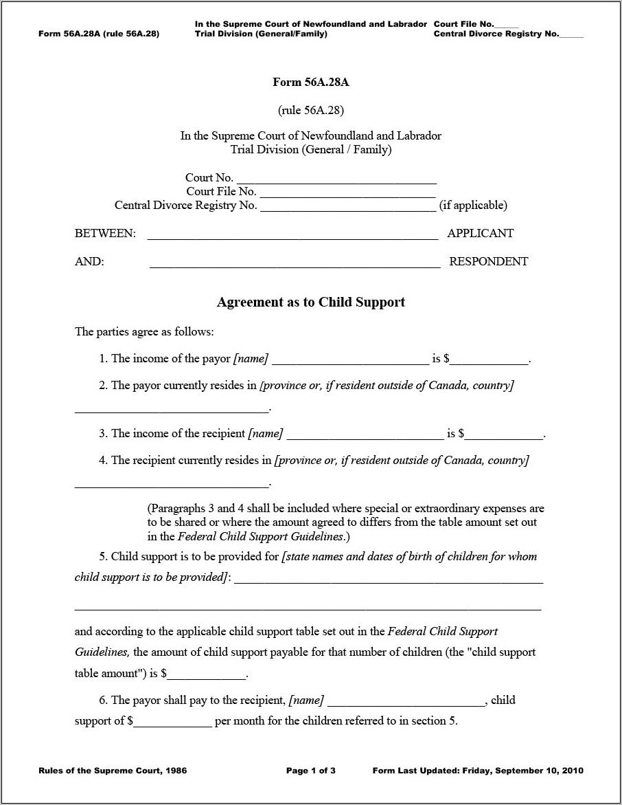 Voluntary Child Support Agreement Form Illinois