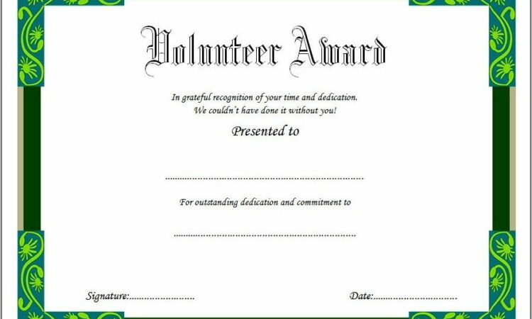 Volunteer Recognition Certificate Template