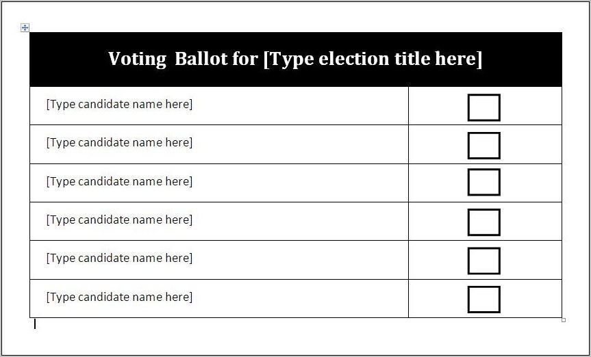 Voting Ballot Template Microsoft Word