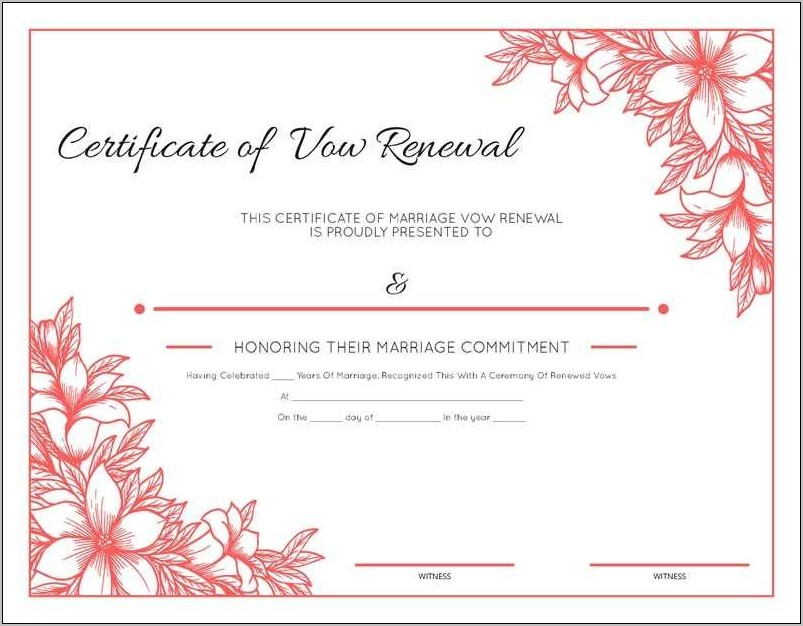 Vow Renewal Certificate Template Free