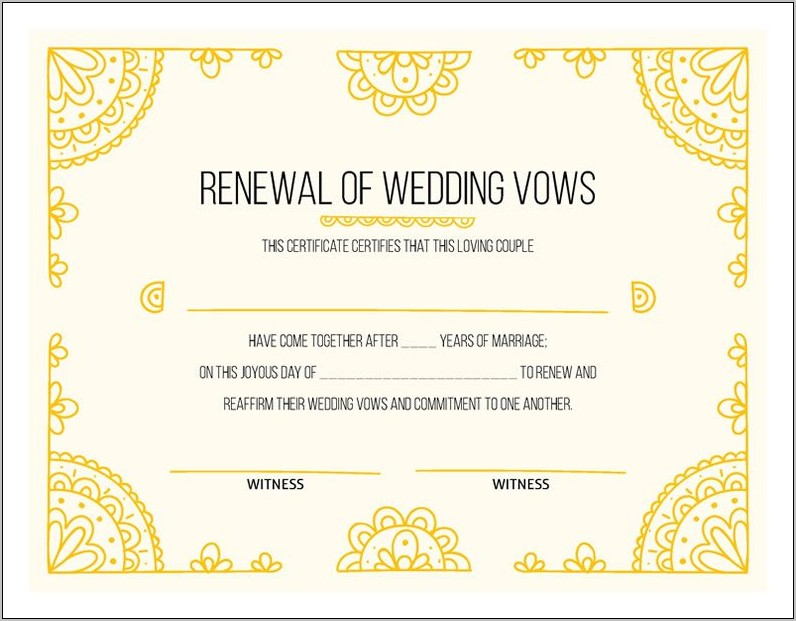Vow Renewal Certificate Templates Free