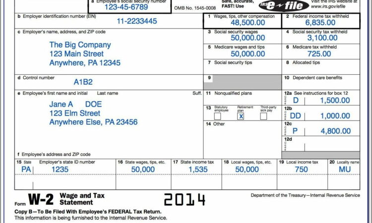 W2 Form 2015 Printable