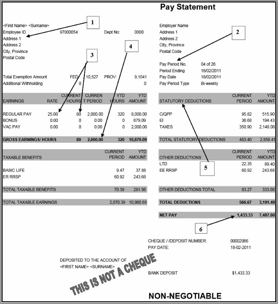 Wage Statement Template Ontario