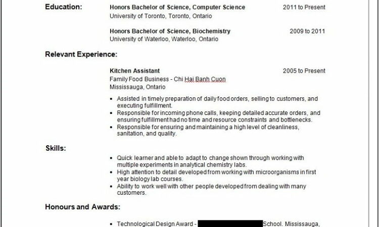 Waiter Resume Sample No Experience