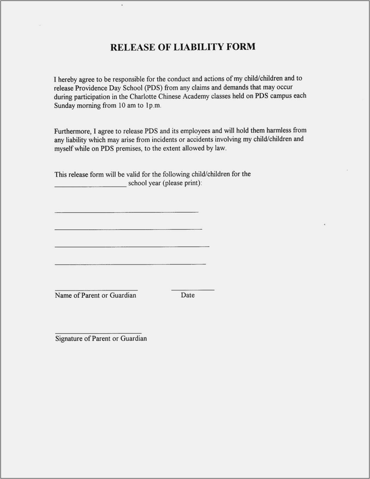 Waiver Form Template For Sports Uk