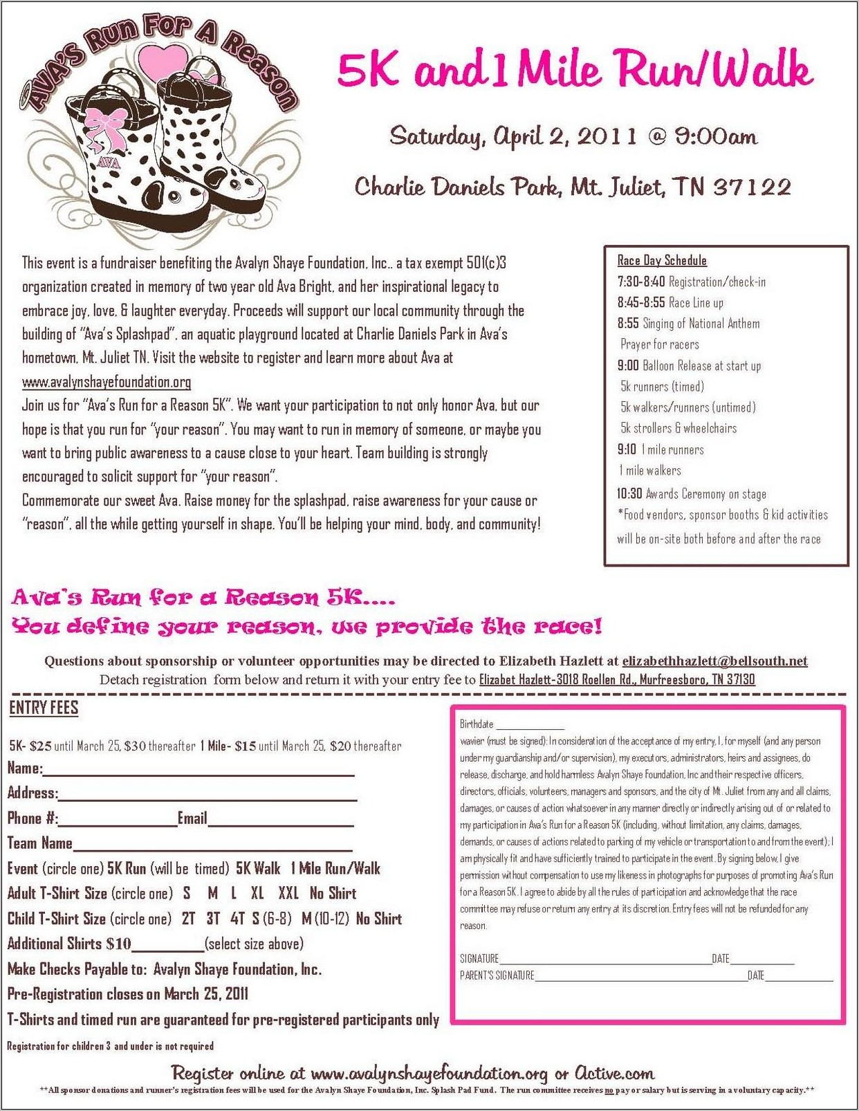 Walkathon Registration Form Template