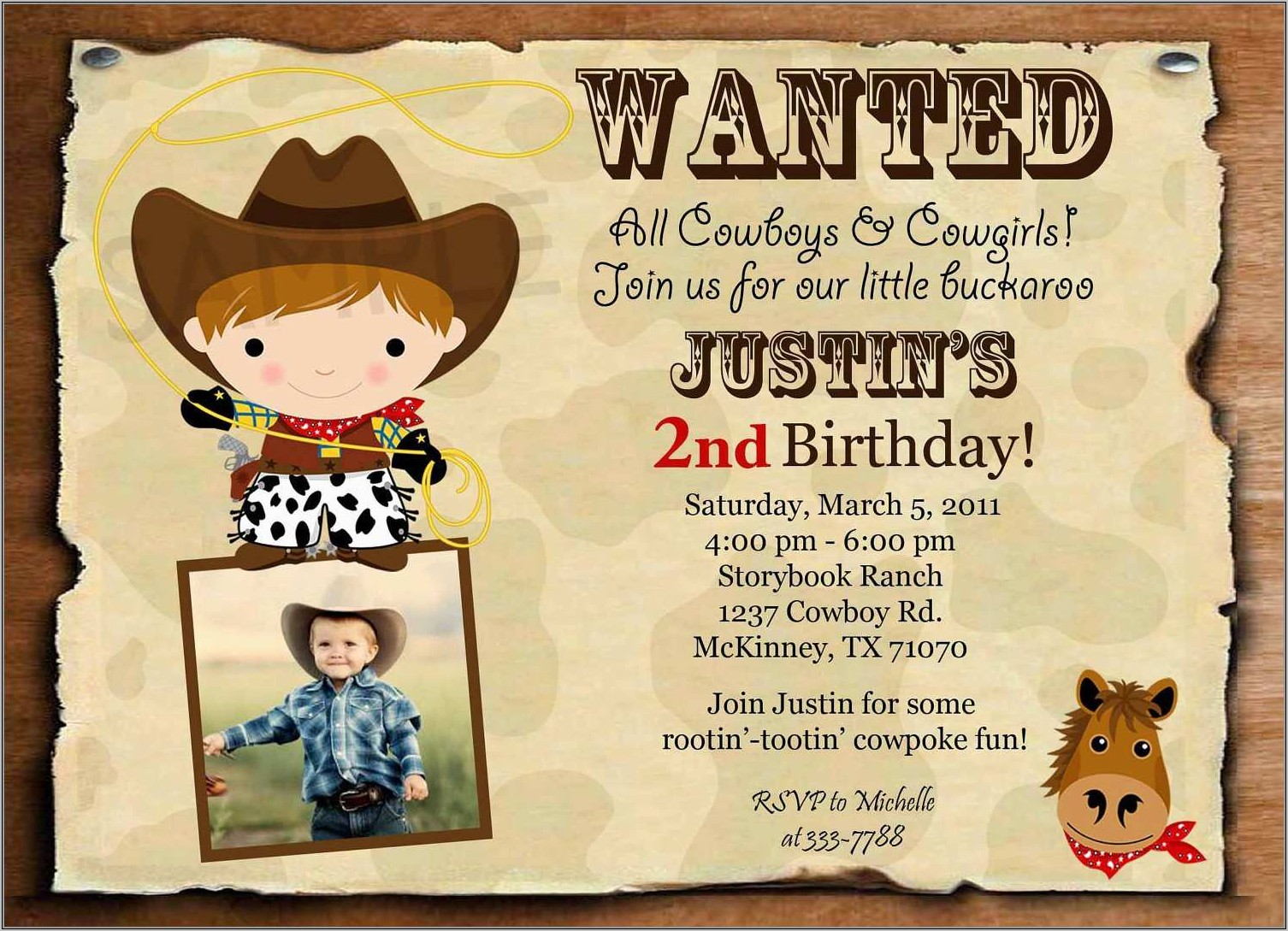 Wanted Cowboy Invitation Template
