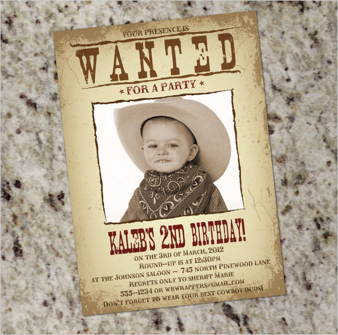 Wanted Poster Birthday Invitation