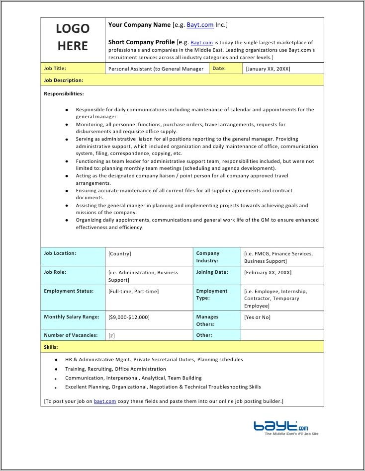 Warehouse Assistant Resume Template