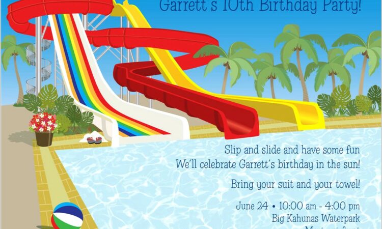 Water Slide Birthday Invitations