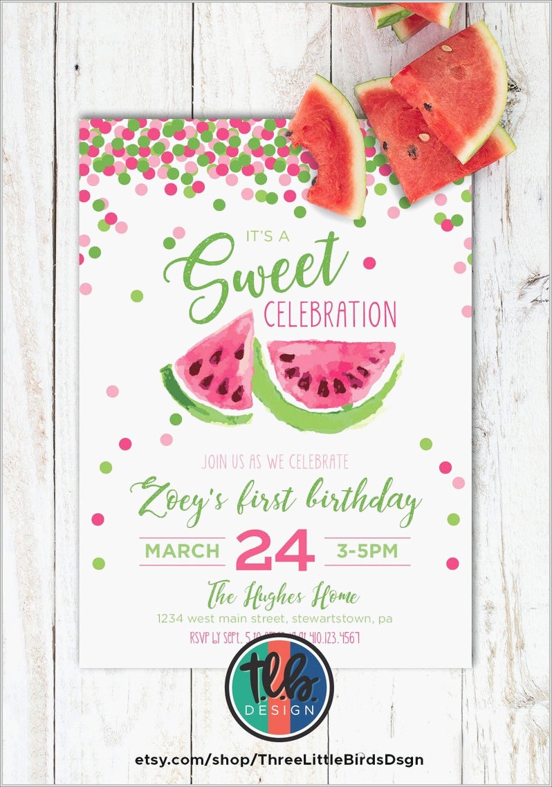 Watermelon Birthday Invitation Template Free