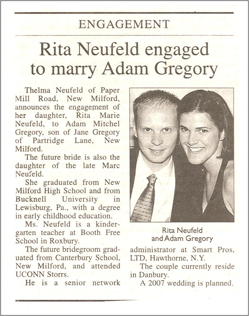 Wedding Announcement Format For Newspaper