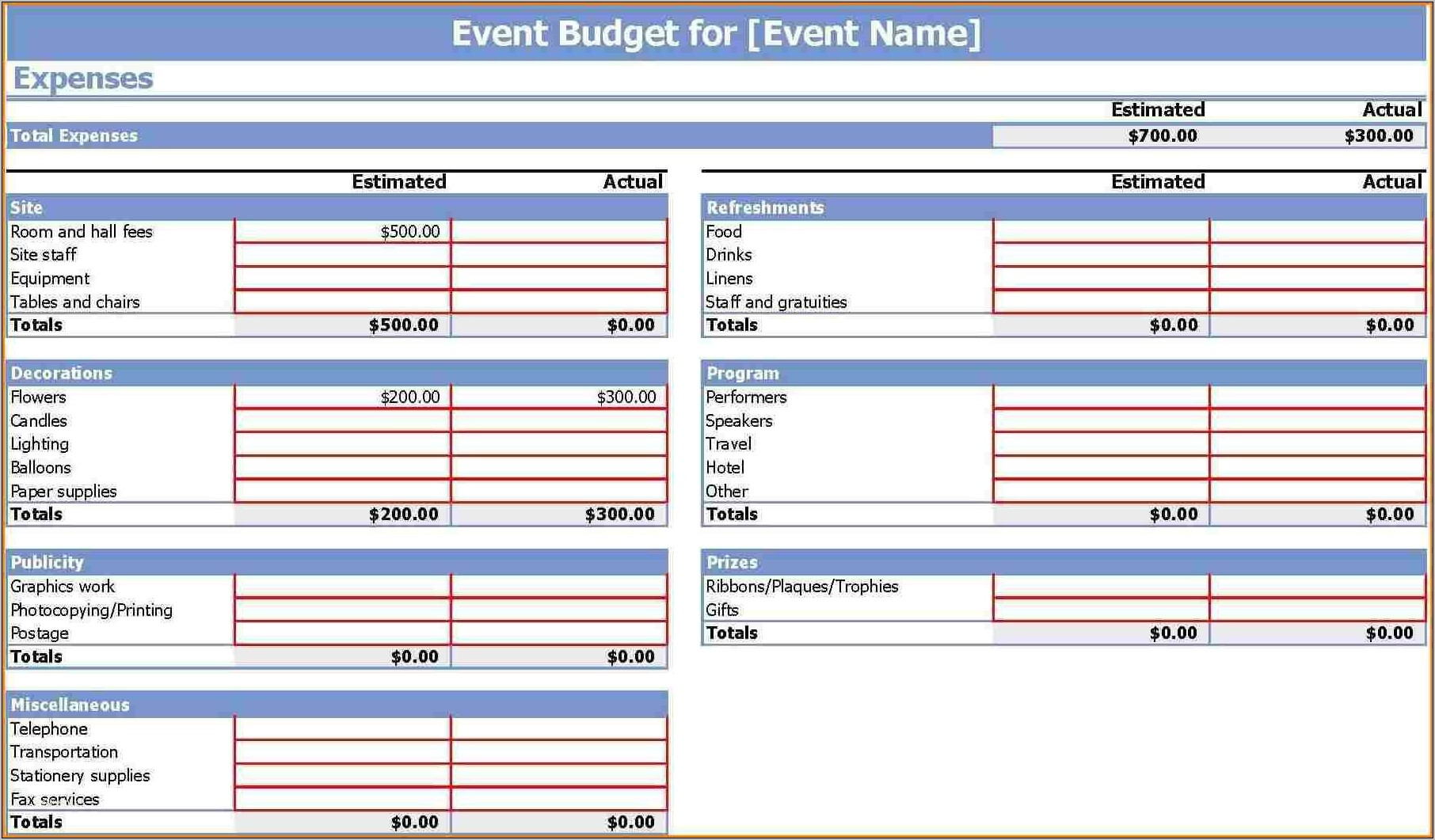 Wedding Budget Spreadsheet Pdf