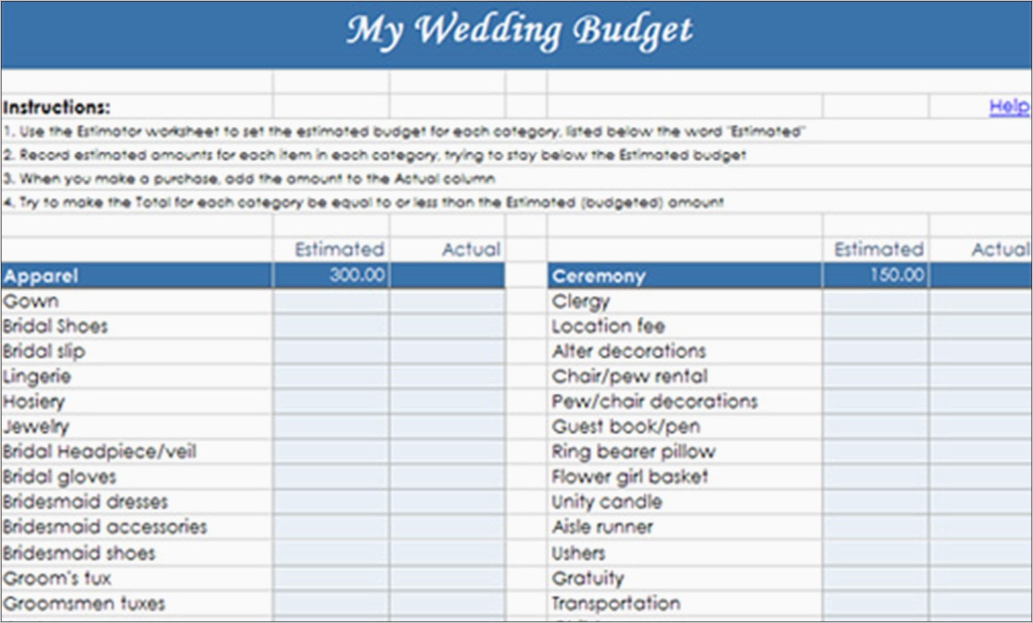 Wedding Budget Spreadsheet Uk Free