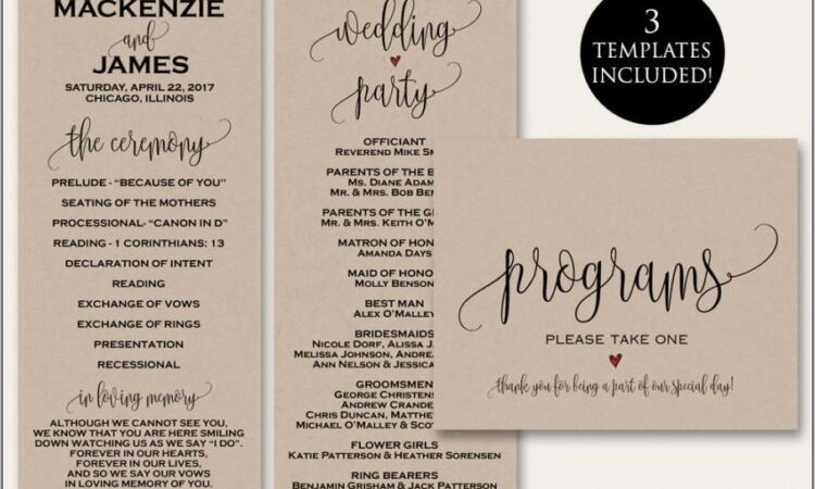 Wedding Ceremony Programs Template