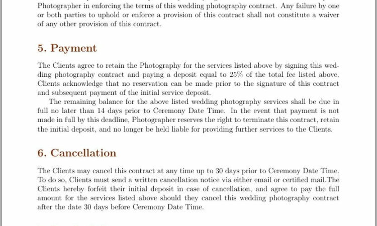 Wedding Contract Photography Template