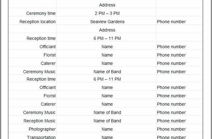 Wedding Day Agenda Template
