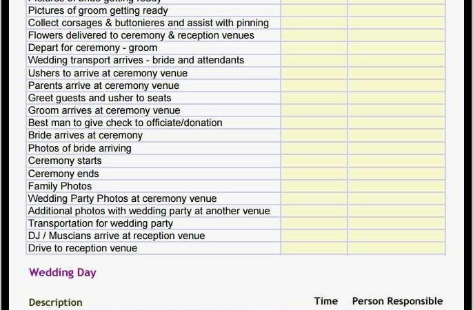 Wedding Day Timeline Schedule Template