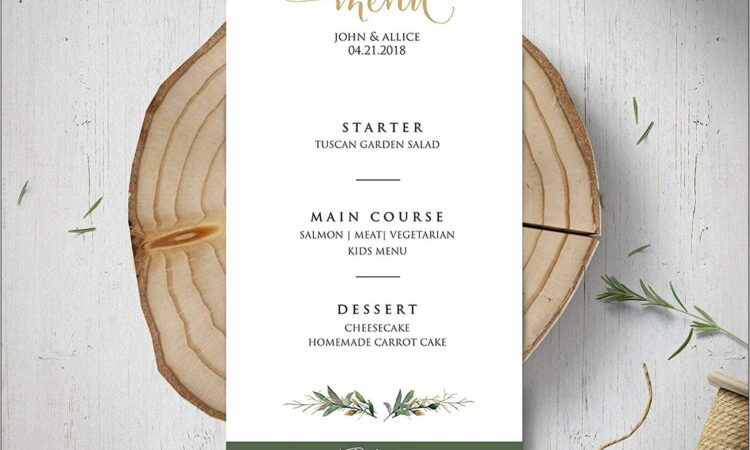 Wedding Dinner Menu Card Template