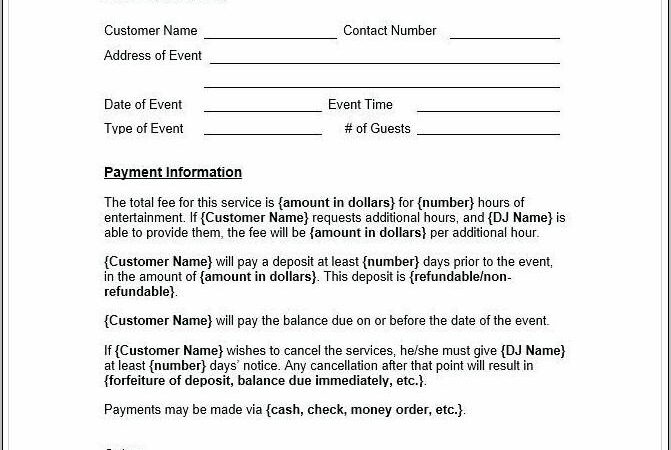 Wedding Dj Contract Template