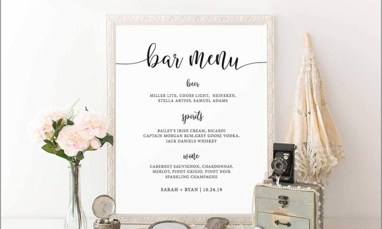 Wedding Drink Menu Template