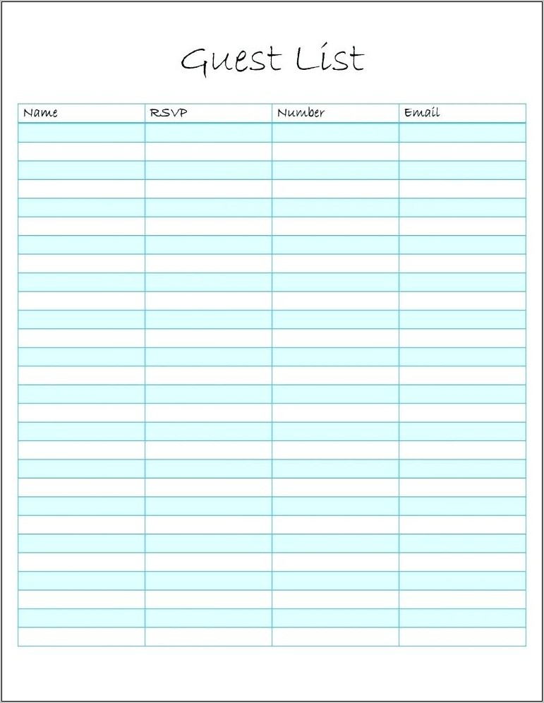 Wedding Guest List Template For Mac Numbers