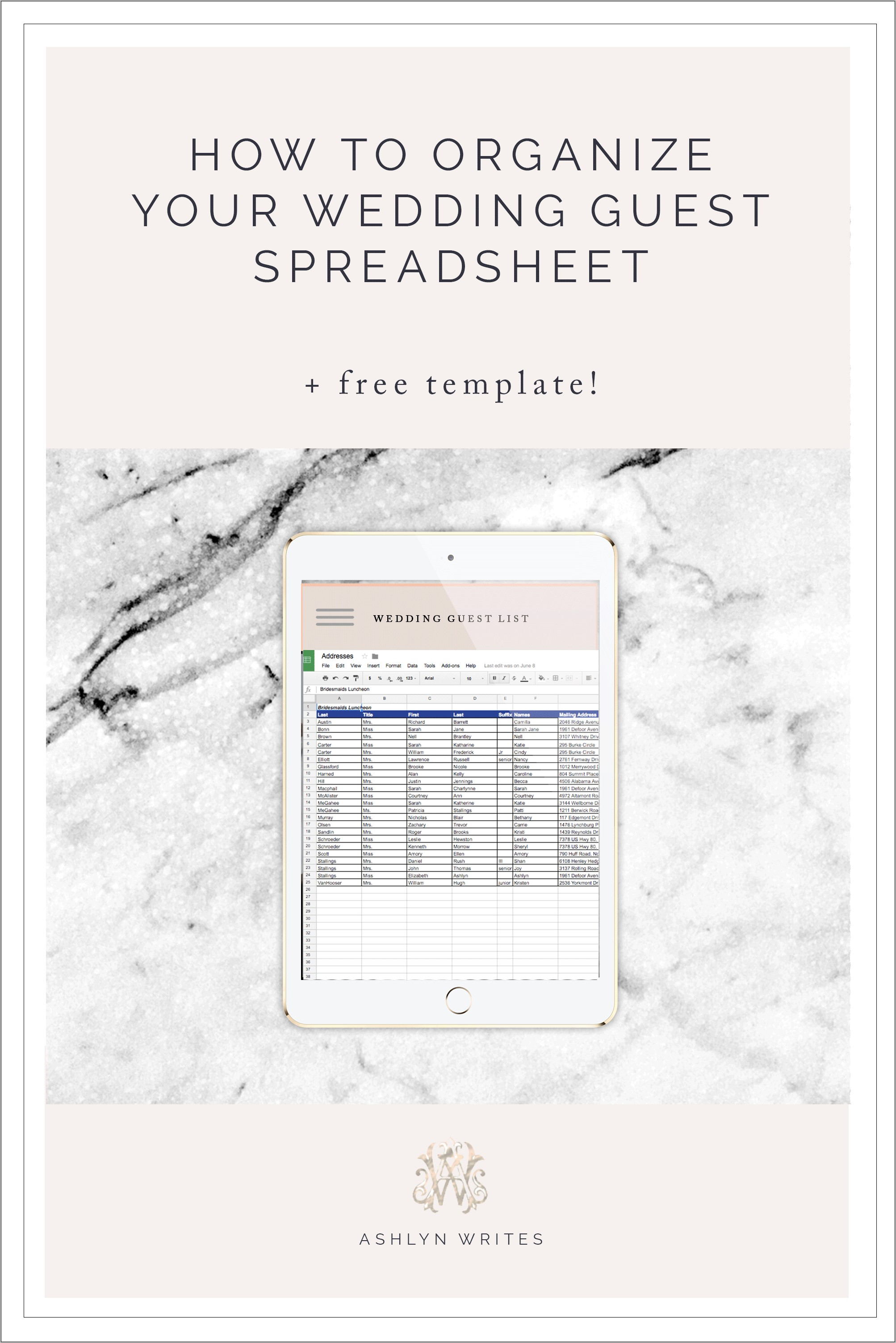 Wedding Guest List Template Free Download