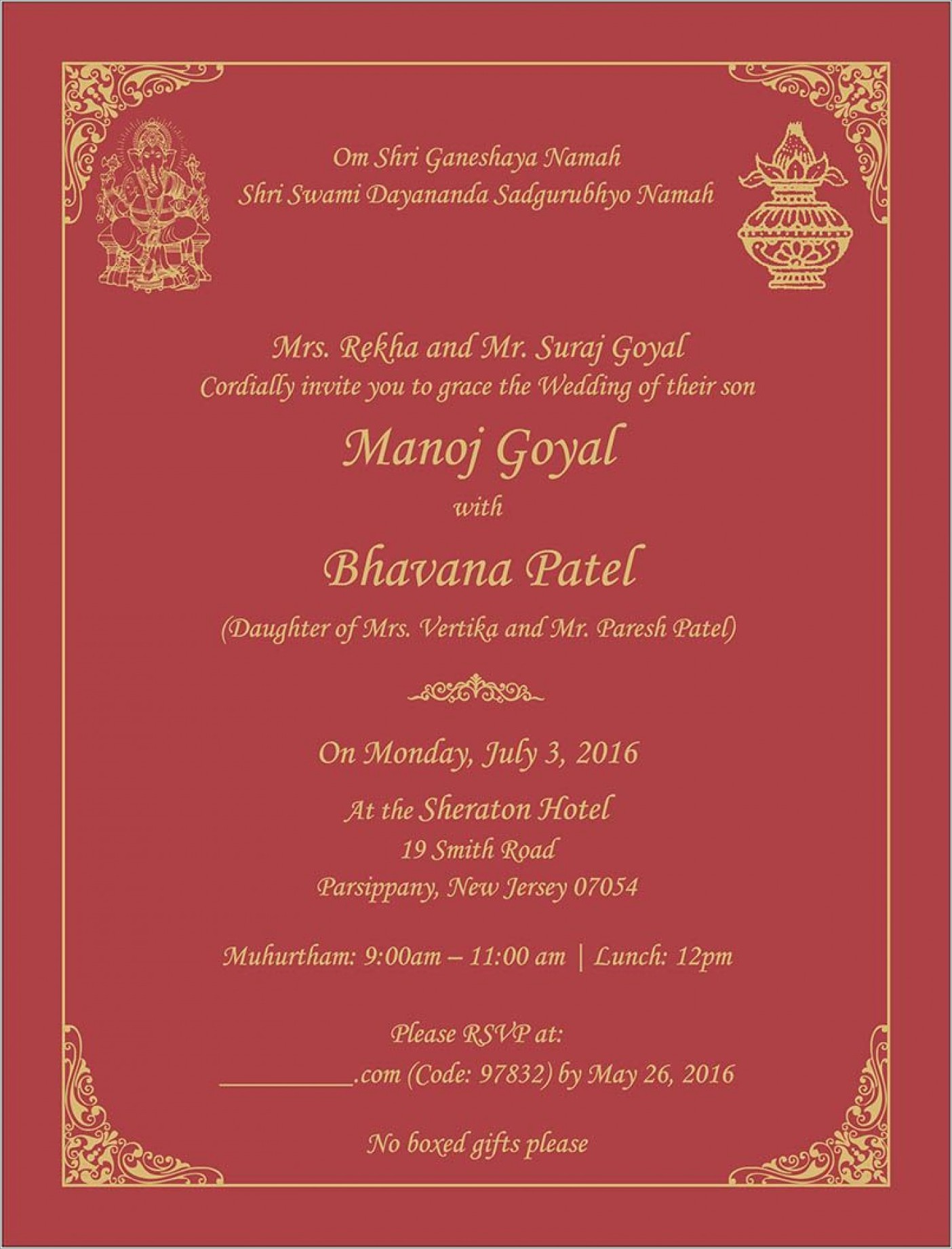 Wedding Invitation Card In Hindi Language