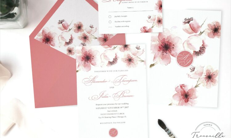 Wedding Invitation Cherry Blossom Design