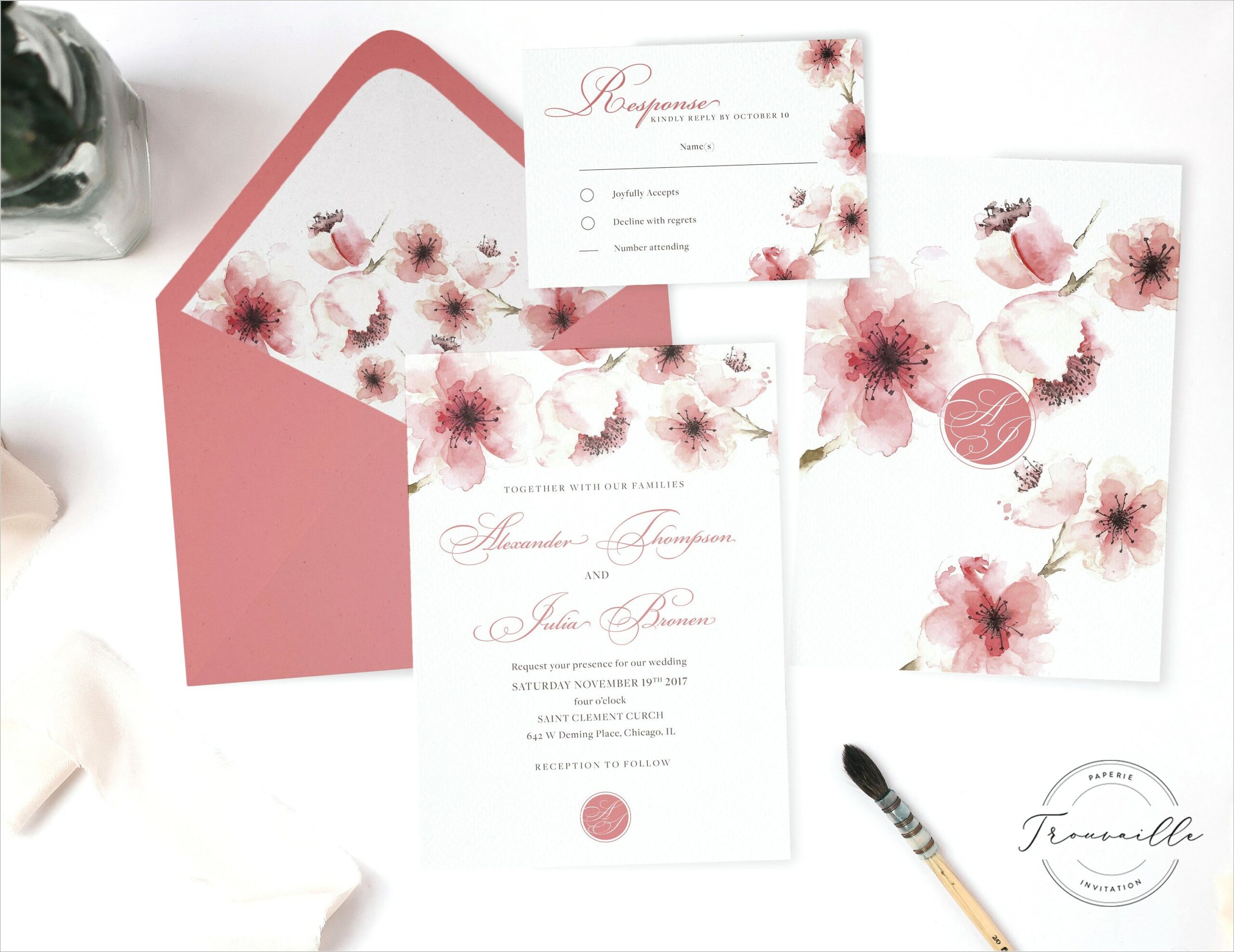 Wedding Invitation Cherry Blossom Design
