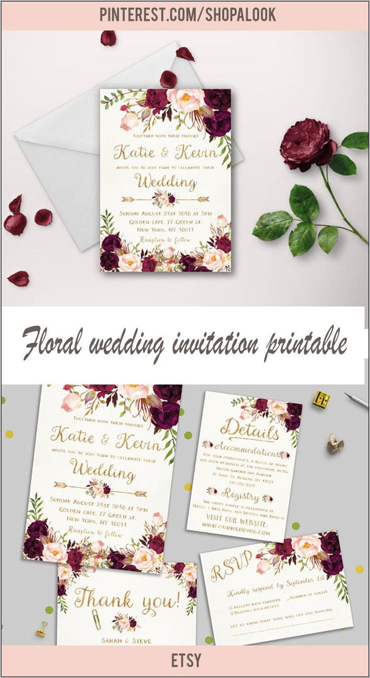 Wedding Invitation Printable Etsy