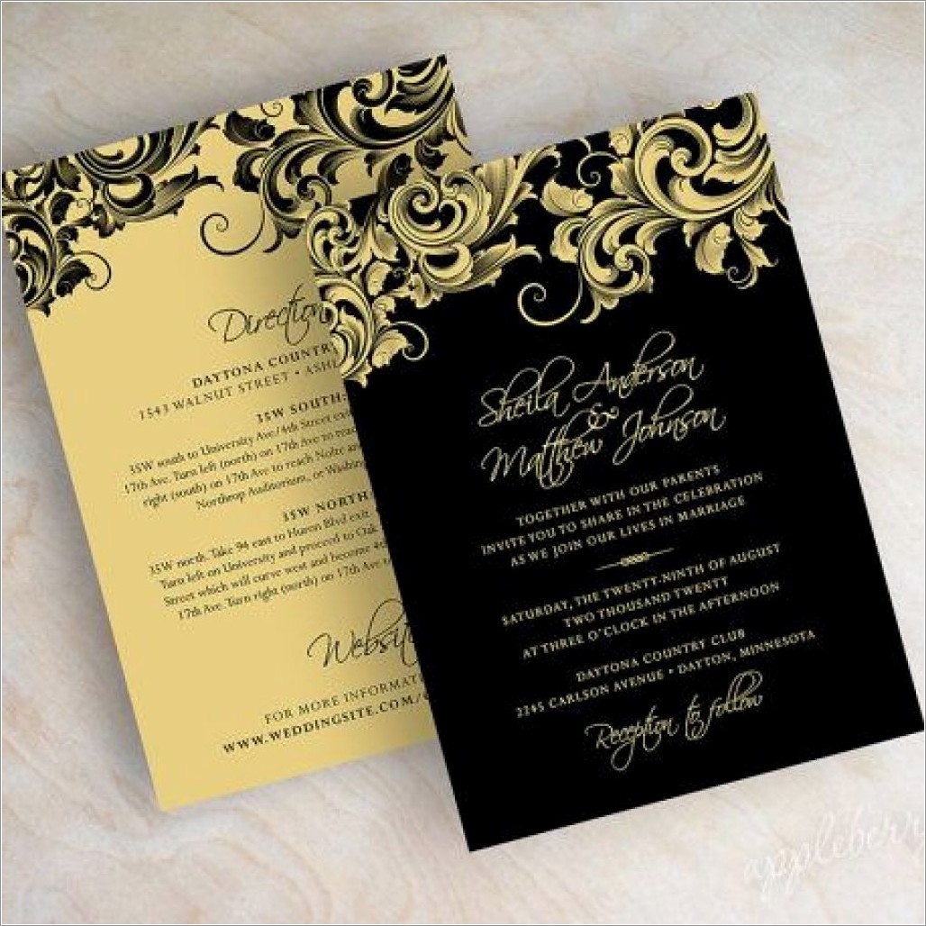 Wedding Invitation Templates Black And Gold