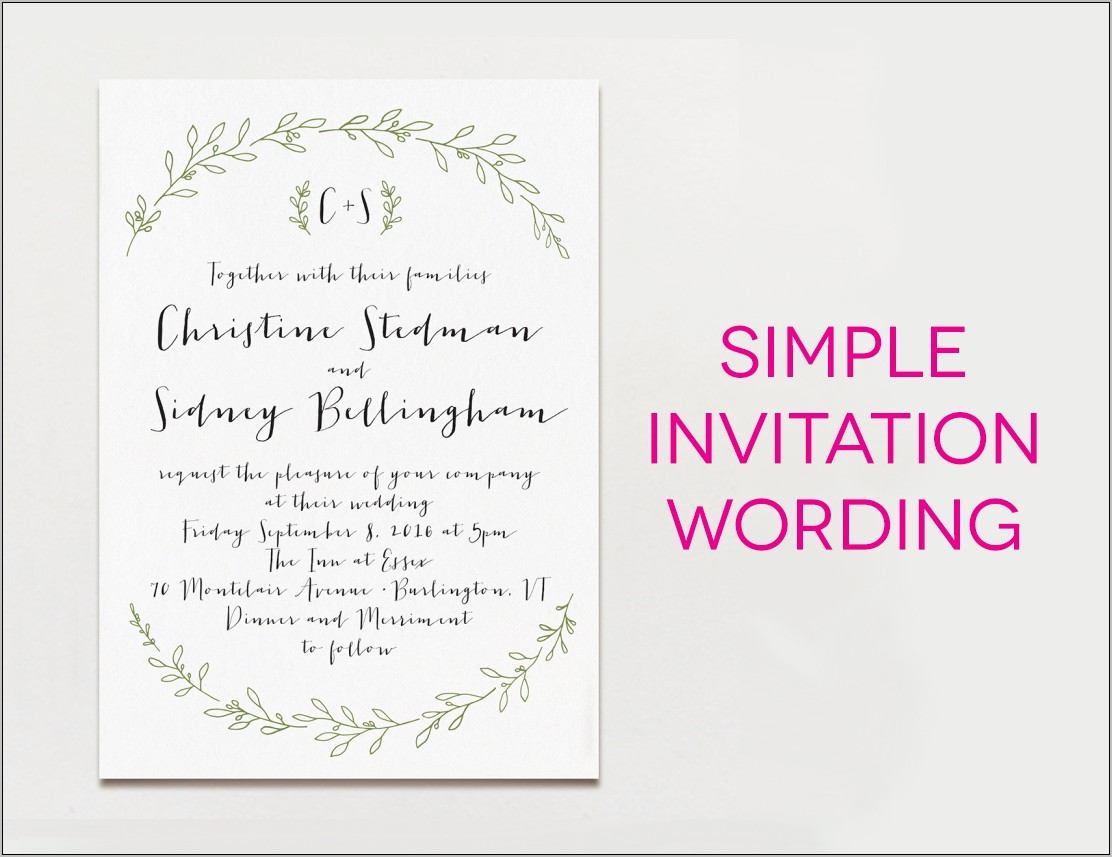 Wedding Invitation Wording Templates Informal