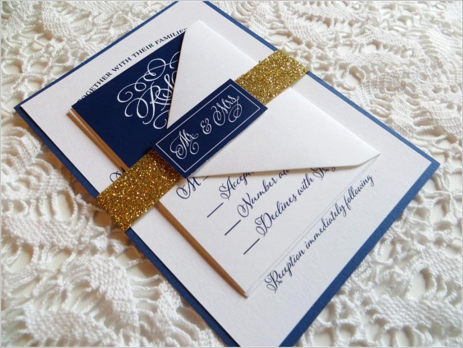 Wedding Invitations Navy Blue And Gold