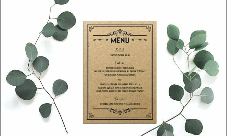 Wedding Menu Template Microsoft Word Free