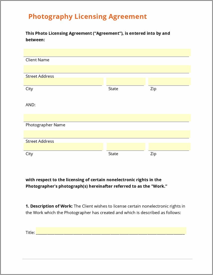 Wedding Photography Contract Template South Africa